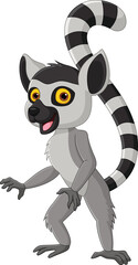 Wall Mural - Cartoon cute lemur on white background