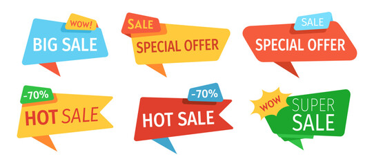 Wall Mural - sale banner tag template set. advertising offer discount sign banner of sales, promotion background.