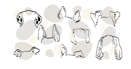 Wall Mural - Pet dog Ears tattoo Outline Drawing doodle sketch vector icon illustration