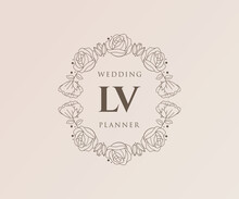 LV Initials Letter Wedding Monogram Logos Collection, Hand Drawn Modern Minimalistic And Floral Templates For Invitation Cards, Save The Date, Elegant Identity For Restaurant, Boutique, Cafe In Vector