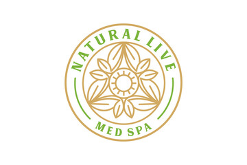 Wall Mural - Mandala leaf logo design nature spa yoga bauty wellness herbal plant icon symbol circle shape