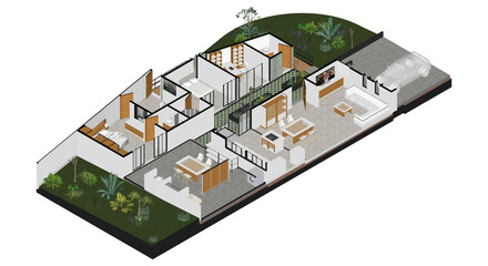 Wall Mural - Isometric Architectural Projection - AI Exterior Isometric View 3