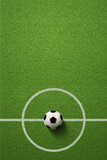 Fototapeta  - Soccer field or Football field with soccer ball on green grass background
