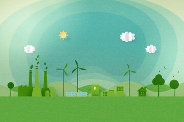 Wall Mural - green industry and alternative renewable energy.esg as environmental social and governance concept.p