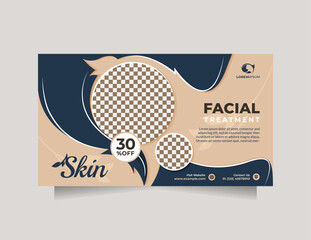 Wall Mural - horizontal social media banner design for beauty skin treatment center. template can be used for pro