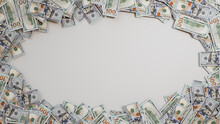 Currency Border Wallpaper With Copy-space. Investment Concept With One Hundred Dollar Bills At The Edge Of Frame.
