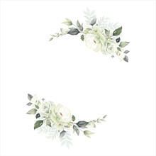 Flower Frame Watercolor Vector. Flora Wreath Watercolor. Flower Circle Frame. Rose Flower. Wedding Flower Frame.
