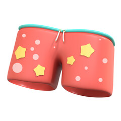 3d render red summer beach pants with star icon