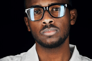 Wall Mural - close up portrait of african man in glasses