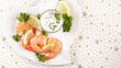 fresh shrimp cocktail and dipping sauce- festive entree