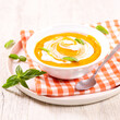 pumpkin soup with cream and basil