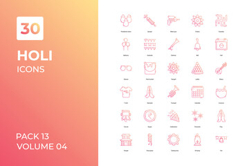 Wall Mural - Holi icons collection. Set vector line with elements for mobile concepts and web apps. Collection modern icons.