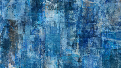  水色、青のラフなペイント。抽象素材。スクラッチ、グランジ背景。