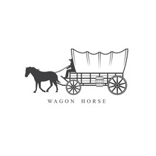 illustration of covered wagon horse cart, wagon western.