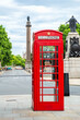Traditional red phone box. London, England