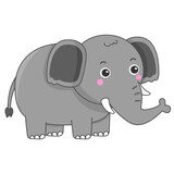 Fototapeta Dinusie - elephant cute character hand drawn