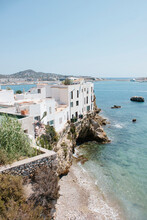 Spain, Balearic Islands,Ibiza, Coastal Houses In Summer