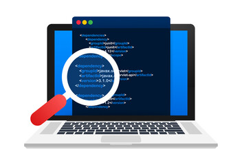 Software testing. Software development workflow process coding testing analysis concept. Vector stock illustration.