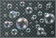Set of realistic colorful soap bubbles on transparent background