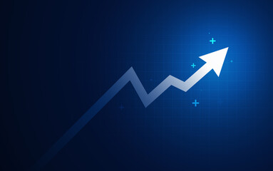 Wall Mural - increase success digital arrow up of growth finance business on technology concept background with f