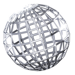 Canvas Print - Wireframe planet with silver color illustration in 3D design