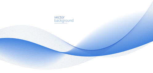 Flowing blue curve shape with soft gradient vector abstract background, relaxing and tranquil art, can illustrate health medical or sound of music.