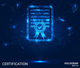 Wall Mural - hologram certificate. the certificate consists of polygons, triangles of points and lines. certifica