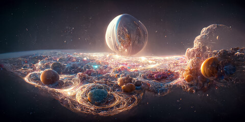 nebula milkyway and galaxies in space 3d