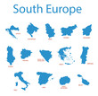 south europe - vector maps of territories