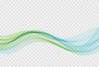 Flow of transparent abstract wave blue and green color. Design element