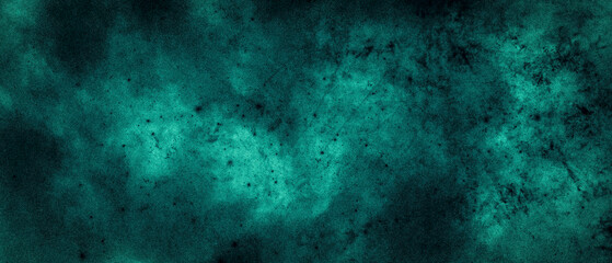 Wall Mural - background with rays. background with wall cement. old vintage blue green background with distressed texture and grunge design with black border. Cosmic neon polar lights watercolor background.