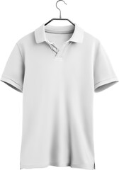 Poster - White polo mockup, png, mens t-shirt on a hanger, isolated.