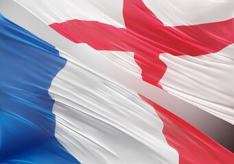 Wall Mural - Abstract France Flag, next to England Flag 3D Render(3D Artwork)