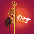 © Arun - indian God durga Face in Happy Durga Puja Subh Navratri background. vector illustration