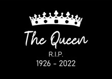 The Queen's Rest In Peace Poster.  Hand Drawn Vector Illustration For Poster, Banner Design