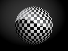 Abstract Pattern Cover Black And White 3D Ball. Vector Illustration On Dark Background.