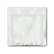 Blank white square sachet packet vector mockup. Plastic, paper or foil pouch template. Food, medical or cosmetic product individual package mock-up