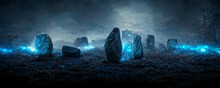 Stonehenge Mytstical And  Celtic Inspired Rune. CGI Illustration With Painting