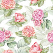 Watercolor Roses Floral Seamless Pattern