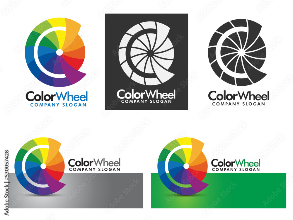 color wheel logo design with c letter for colors brand and company ...