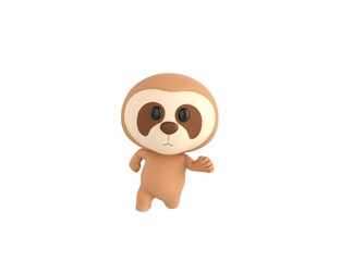 Sticker - Little Sloth character running front view in 3d rendering.