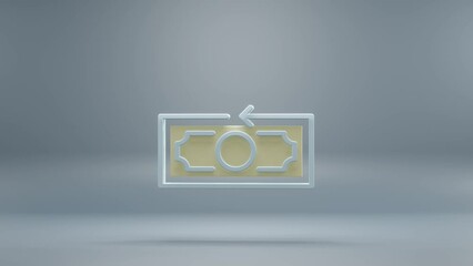 Aufkleber - Beautiful abstract Money Back with yellow light symbol icons on a blue background. 3d rendering illustration. Background pattern for design. Online Shopping. Loops video.