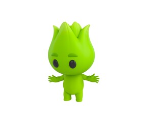 Sticker - Nature Mascot character surprise and shocked in 3d rendering.