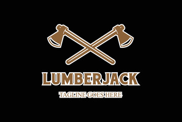 Wall Mural - Vintage Retro Crossed Ax Hatchet Axes for Log Logging Lumberjack Timber Woodman Woodcutter Logo Design Vector