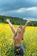 © Rattanapon - Happy Woman Life Style, Smiling Girl Raised Open Arms, Active Outdoor Relax in Nature