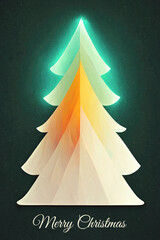 Wall Mural - merry christmas greeting card design with christmas tree