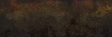Grungy Old Paper Brown Red Orange Ground Soil Background. Abstract Corroded Rusty Oxidized Aged Distressed Texture Of Rusted Peeled Grunge Rock Of Aged Dirty Iron. Stylized Of Eroded Design	