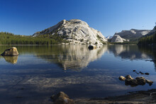 Tenaya Lake In Yosemite National Park, Mariposa County, California, Shown In Early Morning Against A Clear, Blue Sky.