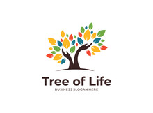 Human Hands Tree Colorful Leaves Logo Icon