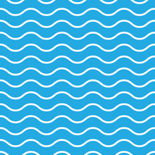 White Seamless Wave Pattern On Blue Background